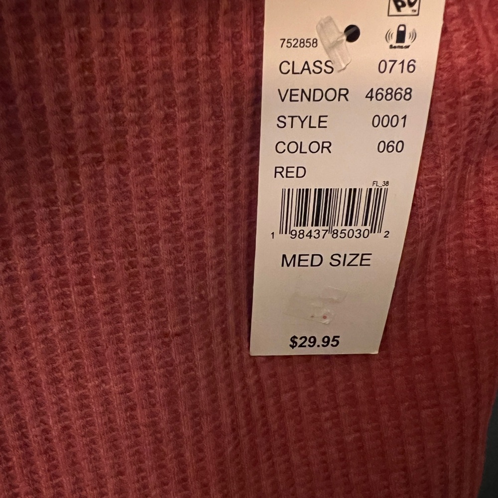 PacSun Thermal Long Sleeve Cropped Top - Marbled Red - Picture 4 of 5